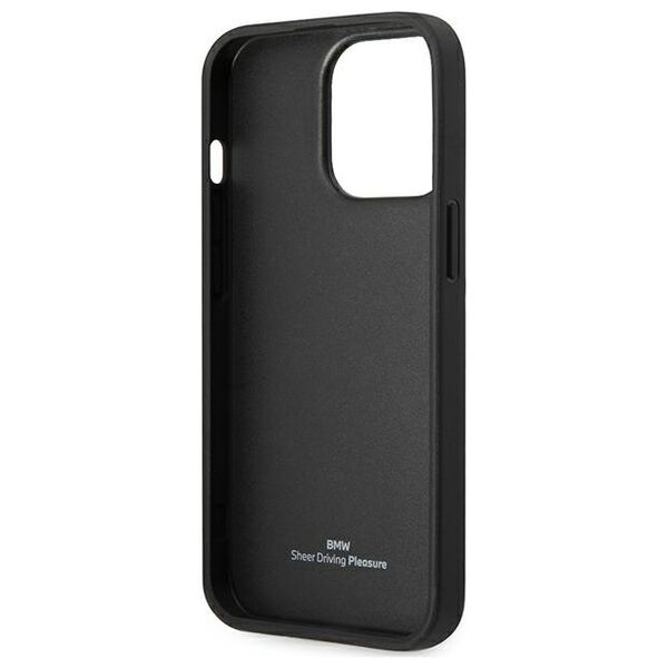 BMW case for iPhone 14 Pro 6,1&quot; BMHCP14L22RBDK black Sign HC Leather Blue Dots 3666339066420