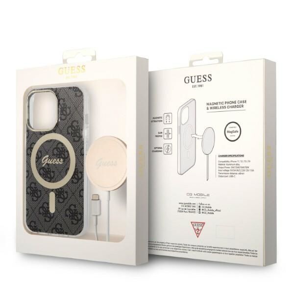 Guess set case + charger for iPhone 13 Pro Max 6,7&quot; GUBPP13XH4EACSK black hard case 4G Print MagSafe 3666339102807