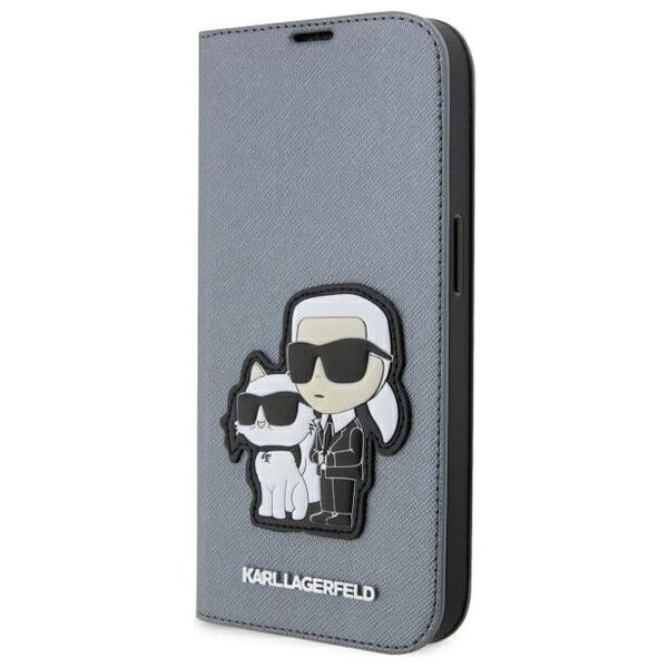 Karl Lagerfeld case for iPhone 14 Pro 6,1&quot; KLBKP14LSANKCPG silver Saffiano Karl & Choupette 3666339122843