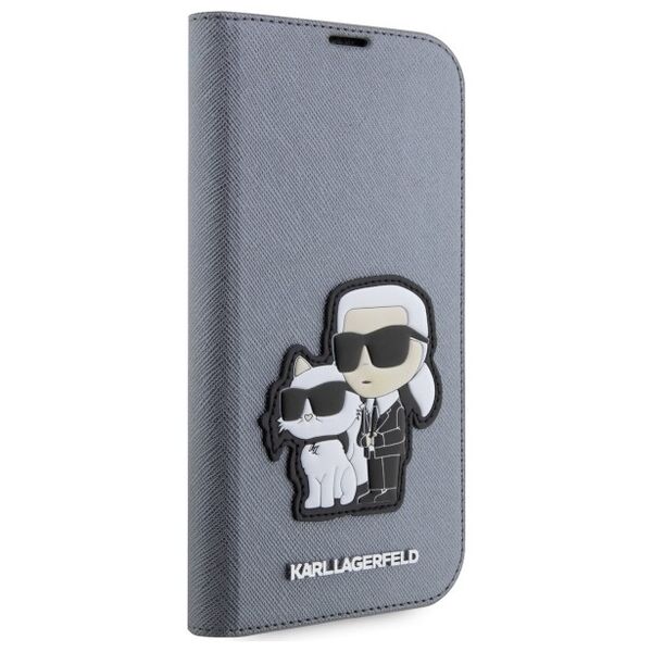 Karl Lagerfeld case for iPhone 14 Pro 6,1&quot; KLBKP14LSANKCPG silver Saffiano Karl & Choupette 3666339122843