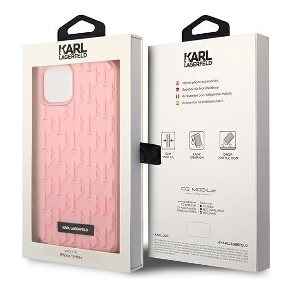 Karl Lagerfeld case for iPhone 14 Plus 6,7&quot; KLHCP14MRUPKLPP pink + 3D Rubber case with Monogram Pattern and Metal Plate Logo 3666339085377