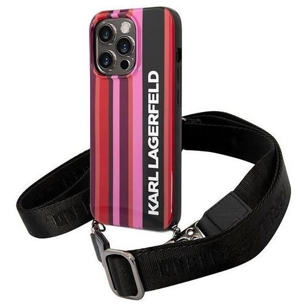Karl Lagefeld case for iPhone 14 Pro 6,1&quot; KLHCP14LSTSTP pink hardcase Color Stripes Strap 3666339094218