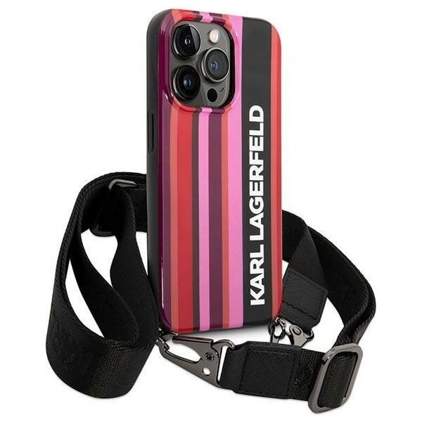 Karl Lagefeld case for iPhone 14 Pro 6,1&quot; KLHCP14LSTSTP pink hardcase Color Stripes Strap 3666339094218