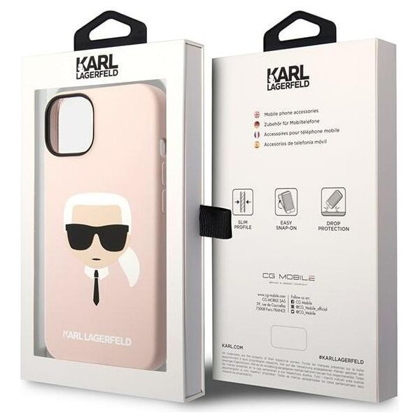 Karl Lagerfeld case for iPhone 14 Plus 6,7&quot; KLHCP14MSLKHLP pink HC Silicone Karl Head 3666339085452