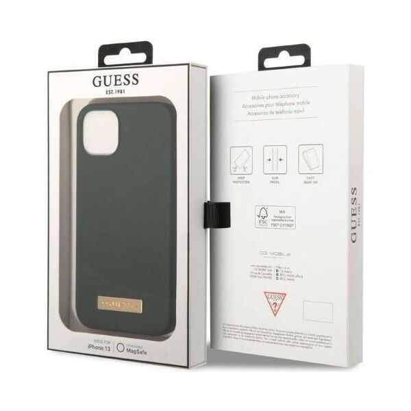 Guess case for iPhone 13 Pro Max 6,7&quot; GUHMP13XSPLA green hard case Silicone Logo Plate MagSafe 3666339056964
