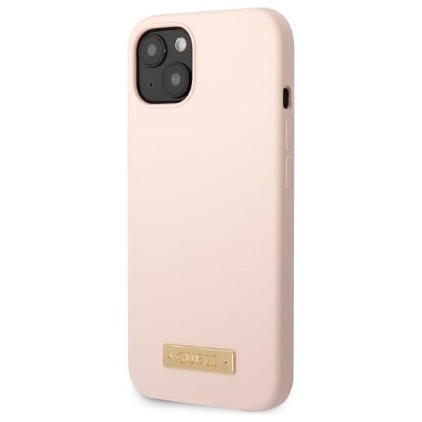 Guess case for iPhone 13 Pro Max 6,7&quot; GUHMP13XSPLP pink hard case Silicone Logo Plate MagSafe 3666339056889