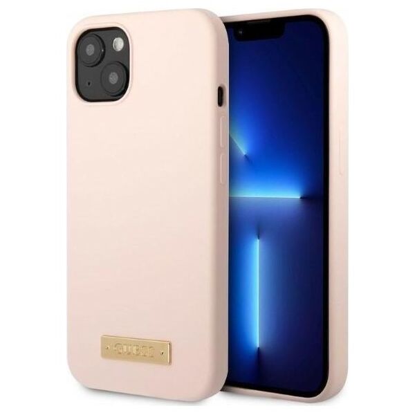 Guess case for iPhone 13 Pro Max 6,7&quot; GUHMP13XSPLP pink hard case Silicone Logo Plate MagSafe 3666339056889