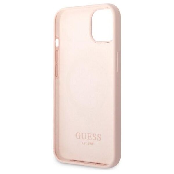 Guess case for iPhone 13 Pro Max 6,7&quot; GUHMP13XSPLP pink hard case Silicone Logo Plate MagSafe 3666339056889