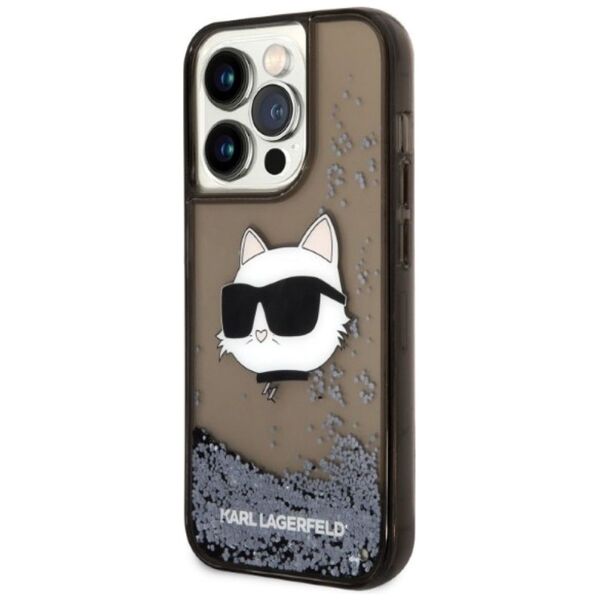 Karl Lagerfeld case for iPhone 14 Pro Max 6,7&quot; KLHCP14XLNCHCK black hardcase Liquid Glitter NFT Choupette Head 3666339087036