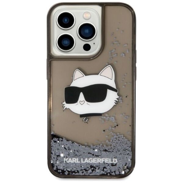 Karl Lagerfeld case for iPhone 14 Pro Max 6,7&quot; KLHCP14XLNCHCK black hardcase Liquid Glitter NFT Choupette Head 3666339087036