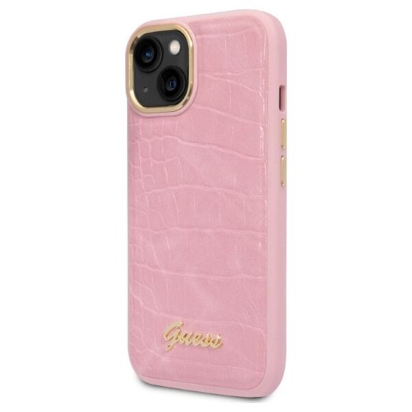 Guess case for iPhone 14 Plus 6,7&quot; GUHCP14MHGCRHP pink hardcase Croco Collection 3666339082932