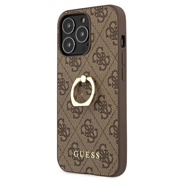 Guess case for iPhone 13 Pro 6,1&quot; GUHCP13L4GMRBR brown HC PU 4G Ring 3666339023973