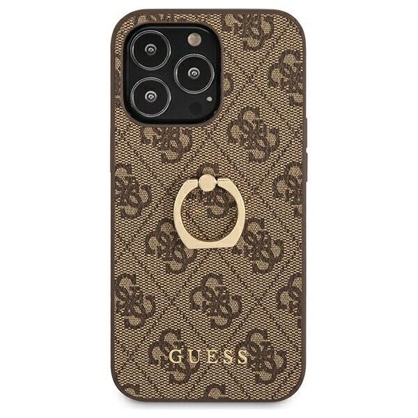 Guess case for iPhone 13 Pro 6,1&quot; GUHCP13L4GMRBR brown HC PU 4G Ring 3666339023973