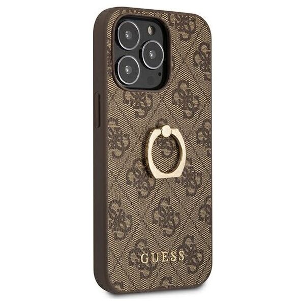 Guess case for iPhone 13 Pro 6,1&quot; GUHCP13L4GMRBR brown HC PU 4G Ring 3666339023973