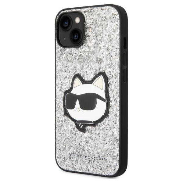 Karl Lagerfeld case for iPhone 14 Plus 6,7&quot; KLHCP14MG2CPS silver hardcase Glitter Choupette Patch 3666339099442