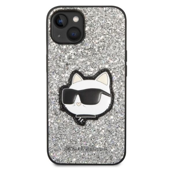 Karl Lagerfeld case for iPhone 14 Plus 6,7&quot; KLHCP14MG2CPS silver hardcase Glitter Choupette Patch 3666339099442