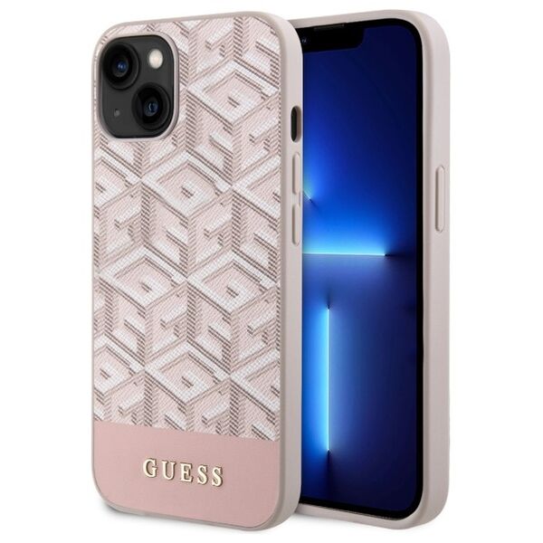 Guess case for iPhone 14 Plus 6,7&quot; GUHMP14MHGCFSEP pink hard case GCube Stripes MagSafe 3666339112516