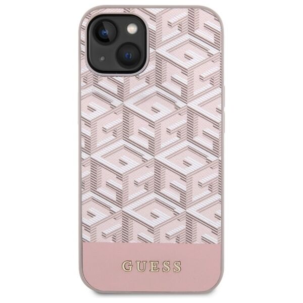 Guess case for iPhone 14 Plus 6,7&quot; GUHMP14MHGCFSEP pink hard case GCube Stripes MagSafe 3666339112516