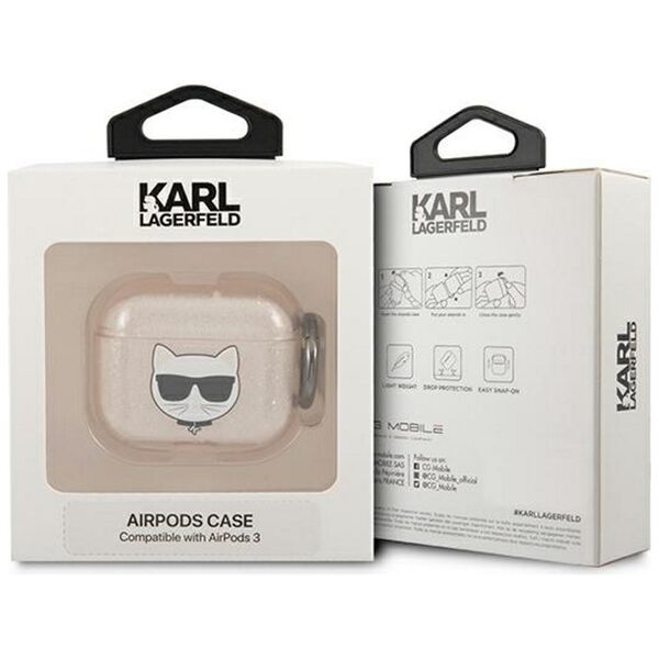 Karl Lagerfeld case for Airpods 3 KLA3UCHGD gold Glitter Choupette 3666339009212