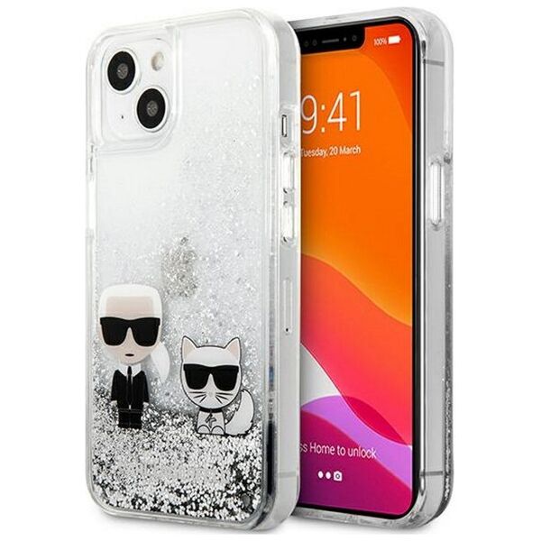 Karl Lagerfeld for iPhone 13 Pro Max 6,7'' KLHCP13XGKCS silver hard case Liquid Glitter Karl&Choupette 3666339027360