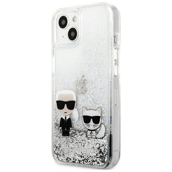 Karl Lagerfeld for iPhone 13 Pro Max 6,7'' KLHCP13XGKCS silver hard case Liquid Glitter Karl&Choupette 3666339027360