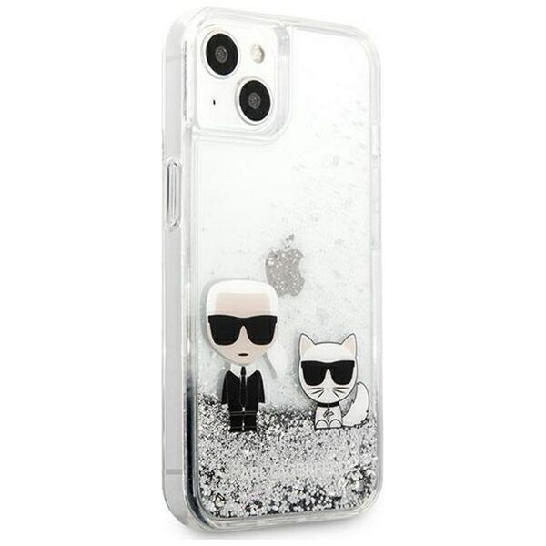Karl Lagerfeld for iPhone 13 Pro Max 6,7'' KLHCP13XGKCS silver hard case Liquid Glitter Karl&Choupette 3666339027360