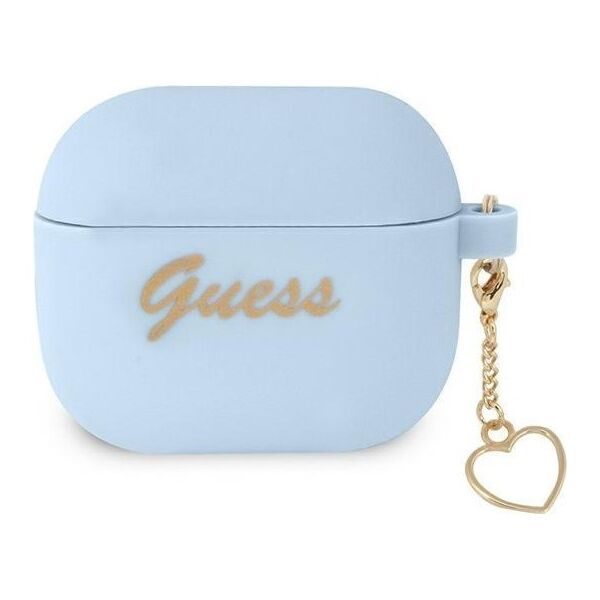Guess case for Airpods 3 GUA3LSCHSB blue Silicone Heart Charm 3666339039059
