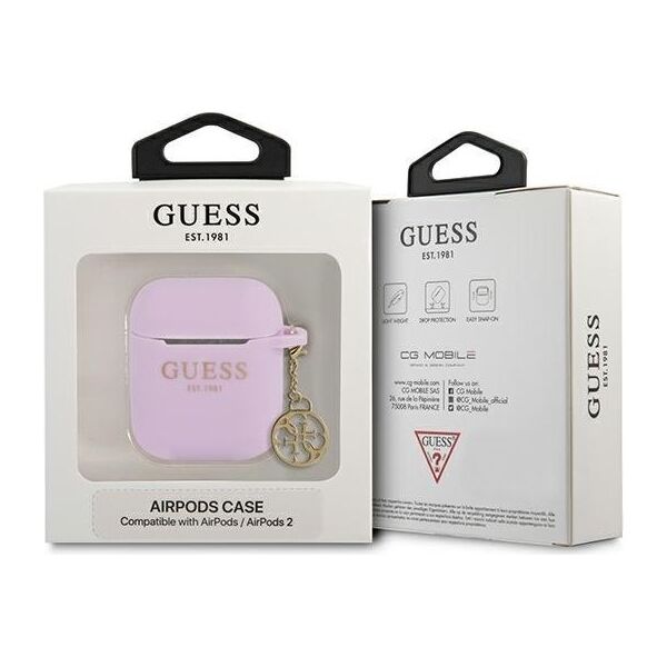 Guess case for Airpods / Airpods 2 GUA2LSC4EU purple Logo 4G Charm 3666339039271
