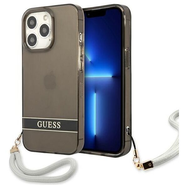 Guess case for iPhone 13 / 13 Pro 6,1&quot; GUHCP13LHTSGSK black hard case Translucent Stap 3666339040611