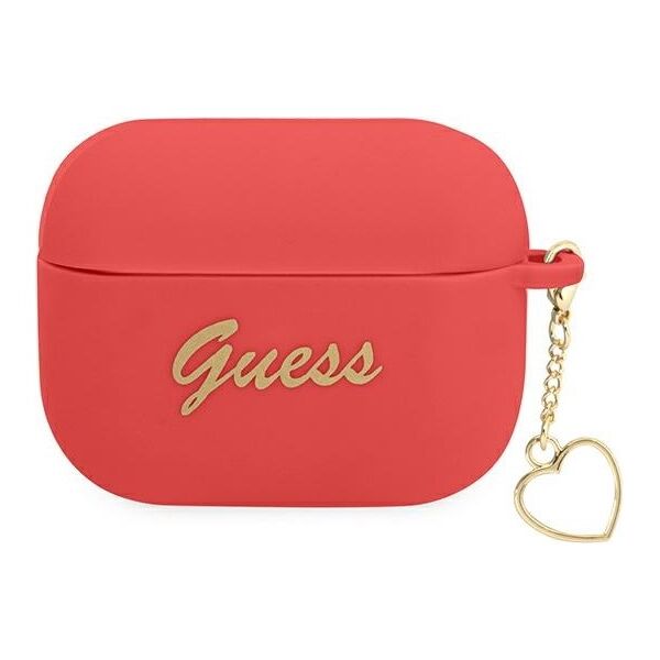Guess case for Airpods Pro GUAPLSCHSR red Silicone Heart Charm 3666339039103