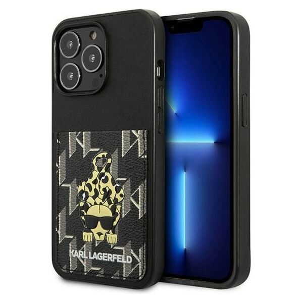 Karl Lagerfeld case for iPhone 13 Pro KLHCP13LCANCNK black hard case Monogram with card slot 3666339049782