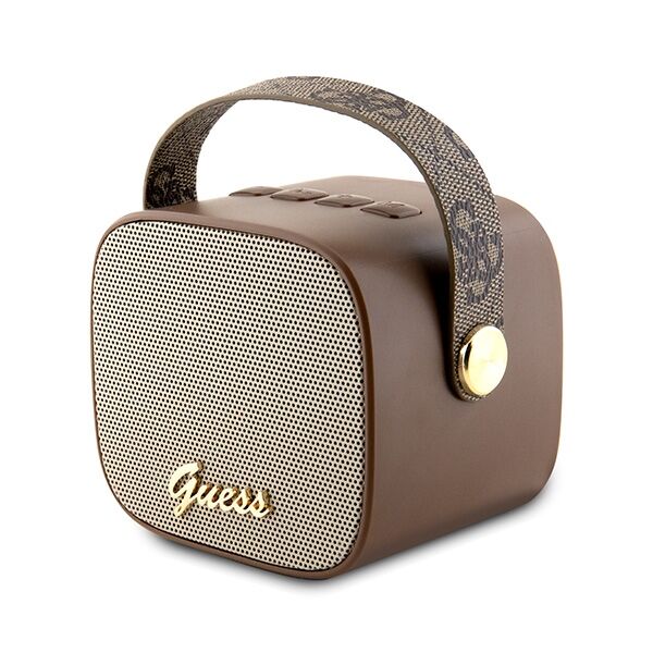 Guess Bluetooth speaker GUWSB2P4SMW Speaker brown 4G Leather Script Logo with Strap 3666339170196