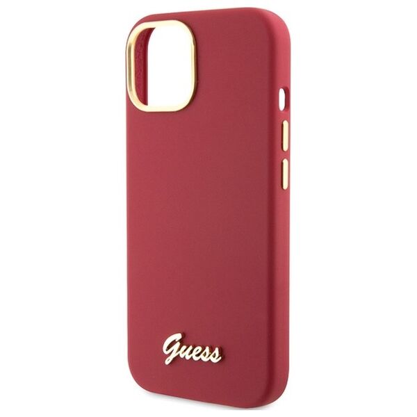 Guess case for iPhone 15 6,1&quot; GUHCP15SSMBSLM magenta HC SILICONE SCRIPT METAL LOGO & FRAME 3666339149048
