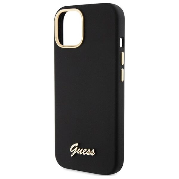 Guess case for iPhone 15 6,1&quot; GUHCP15SSMBSLK black HC SILICONE SCRIPT METAL LOGO & FRAME 3666339149321