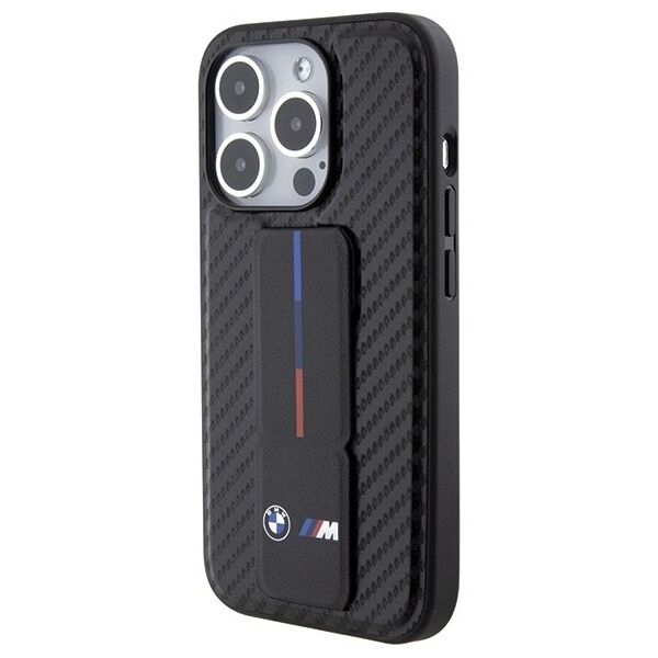 BMW case for iPhone 15 Pro 6,1&quot; black BMHCP15LGSPCCK M HC GRIP STAND PU SMOOTH AND CARBON BLACK 3666339204464
