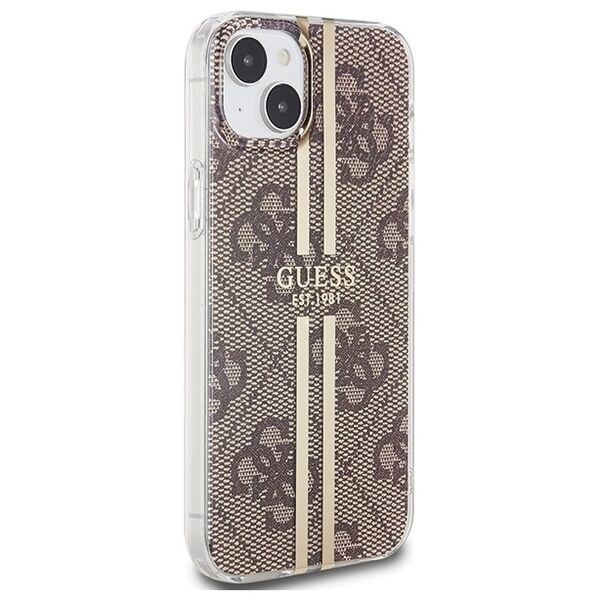Guess case for iPhone 15 Plus 6,7&quot; GUHCP15MH4PSEGW brown HC IML 4G GOLD STRIPE 3666339222833