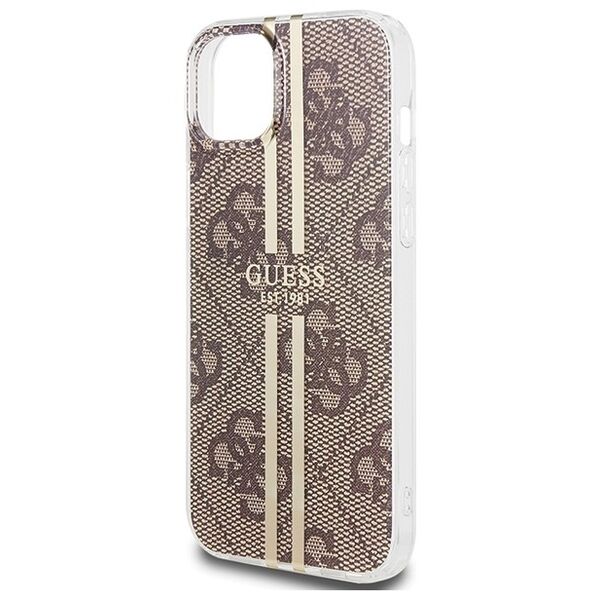 Guess case for iPhone 15 Plus 6,7&quot; GUHCP15MH4PSEGW brown HC IML 4G GOLD STRIPE 3666339222833