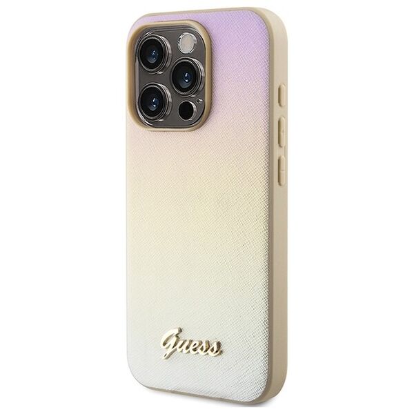Guess case for iPhone 14 Pro Max 6,7&quot; GUHCP14XPSAIRSD gold HC PU SAFFIANO IRIDESCENT SCRIPT 3666339225056