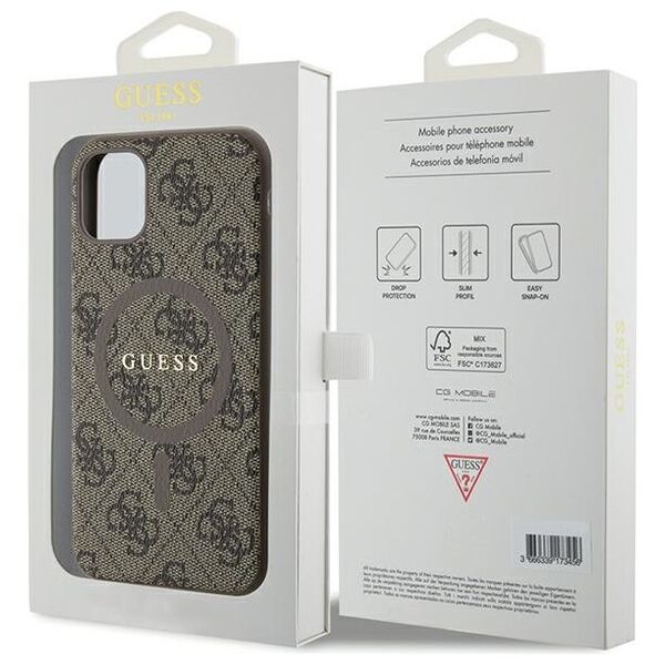 Guess case for iPhone 11 GUHMN61G4GFRW brown HC MAGSAFE PU 4G RING CLASSIC LOGO 3666339226367