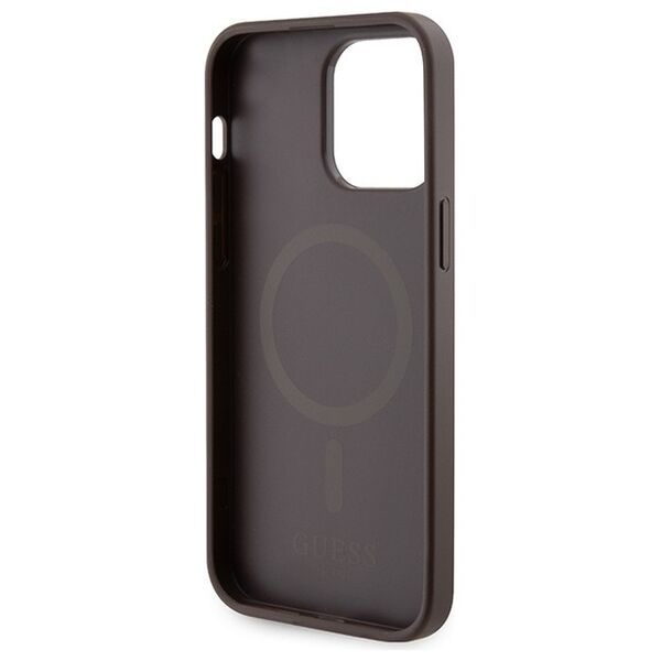 Guess case for iPhone 15 Pro 6,1&quot; GUHMP15XP4RPSW brown HC MAGSAFE 4G PRINTED STRIPES 3666339203474