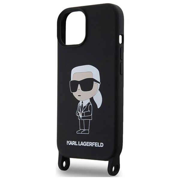 Karl Lagerfeld case for iPhone 15 6,1&quot; KLHCP15SSCBSKNK hardcase black Crossbody Silicone Ikonik 3666339167431