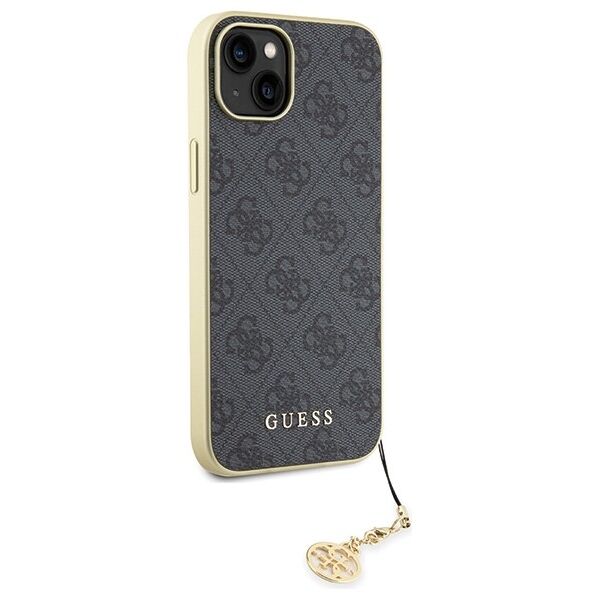 Guess case for iPhone 15 Plus 6.7&quot; GUHCP15MGF4GGR gray hardcase 4G Charms Collection 3666339171674