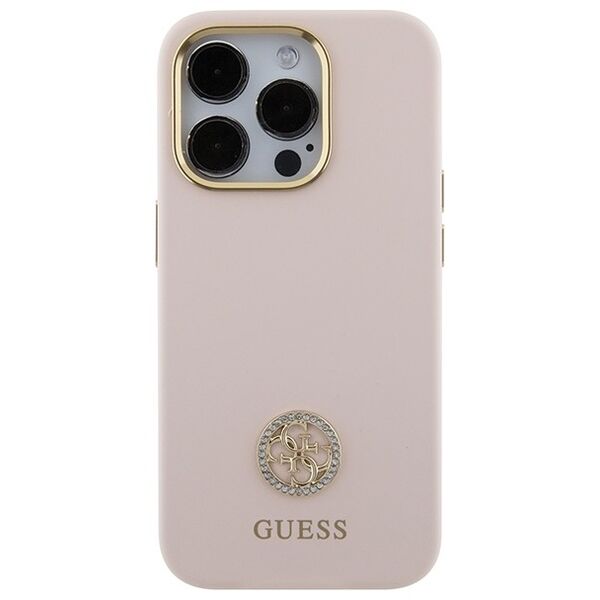 Guess case for iPhone 15 Pro 6,1&quot; GUHCP15LM4DGPP pink HC SILICONE LOGO STRASS 4G 3666339148928