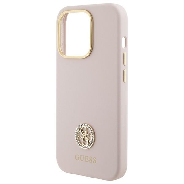 Guess case for iPhone 15 Pro 6,1&quot; GUHCP15LM4DGPP pink HC SILICONE LOGO STRASS 4G 3666339148928