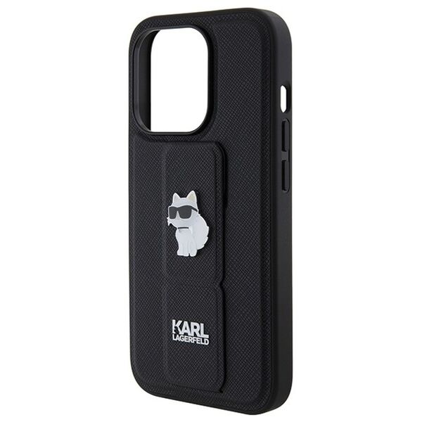 Karl Lagerfeld case for iPhone 15 Pro 6,1&quot; KLHCP15LGSACHPK black GRIPSTAND SAFFIANO CHOUPETTE PINS 3666339207458