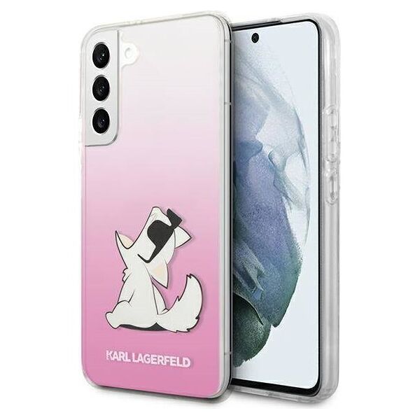 Karl Largerfeld case for Samsung Galaxy S22 Plus KLHCS22MCFNRCPI pink hard case Choupette Eat Gradient 3666339045722