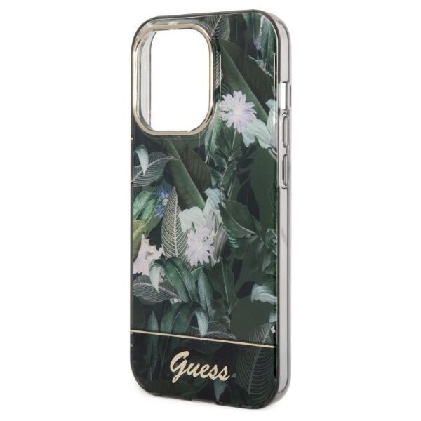 Guess case for iPhone 14 Pro 6,1&quot; GUHCP14LHGJGHA green hardcase Jungle Collection 3666339064426