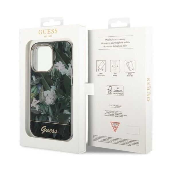 Guess case for iPhone 14 Pro 6,1&quot; GUHCP14LHGJGHA green hardcase Jungle Collection 3666339064426