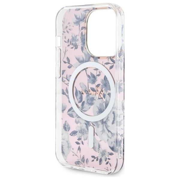 Guess case for iPhone 14 Pro 6,1&quot; GUHMP14LHCFWSP pink hardcase Magsafe IML Flower 3666339115579