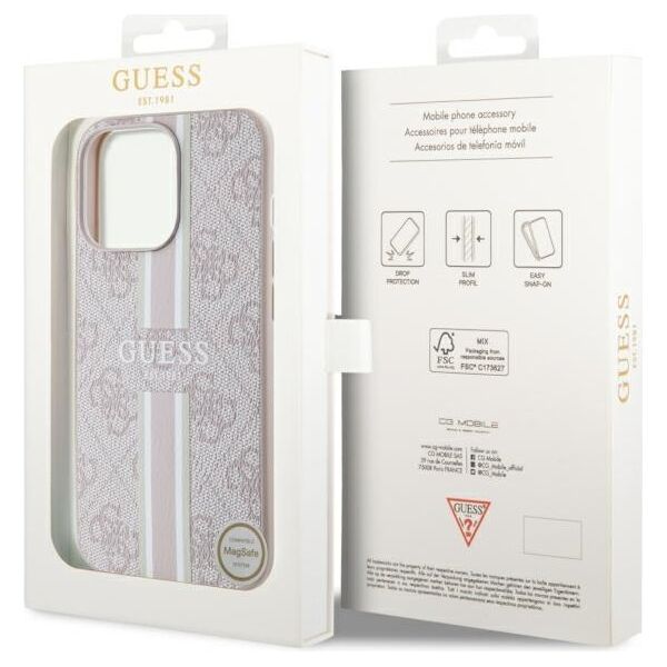 Guess case for iPhone 13 Pro 6,1&quot; GUHMP13LP4RPSP pink harcase Magsafe 4G Printed Stripes 3666339119850